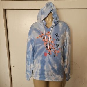Cherry Blossom Blue Tie-Dye Hoodie